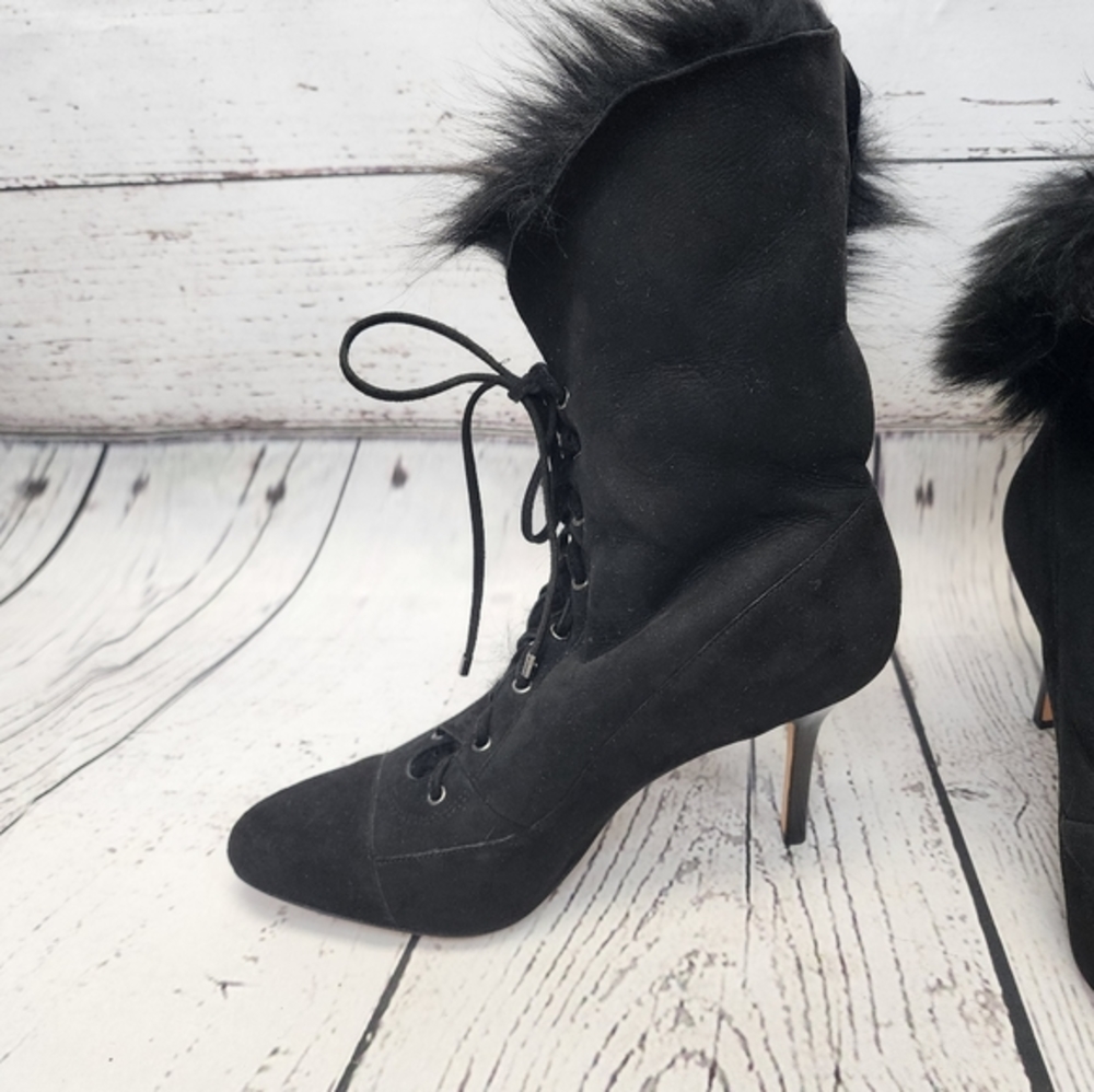 Ann Taylor Black Shearling Lamb Fur Booties - Picture 4 of 12